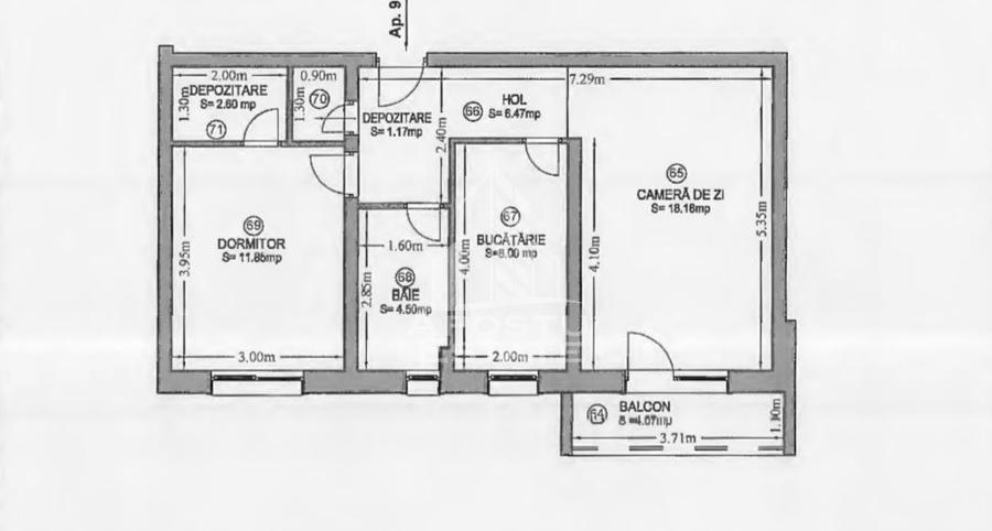Apartament 2 camere de vanzare, loc de parcare in CF, mobilat, Giroc