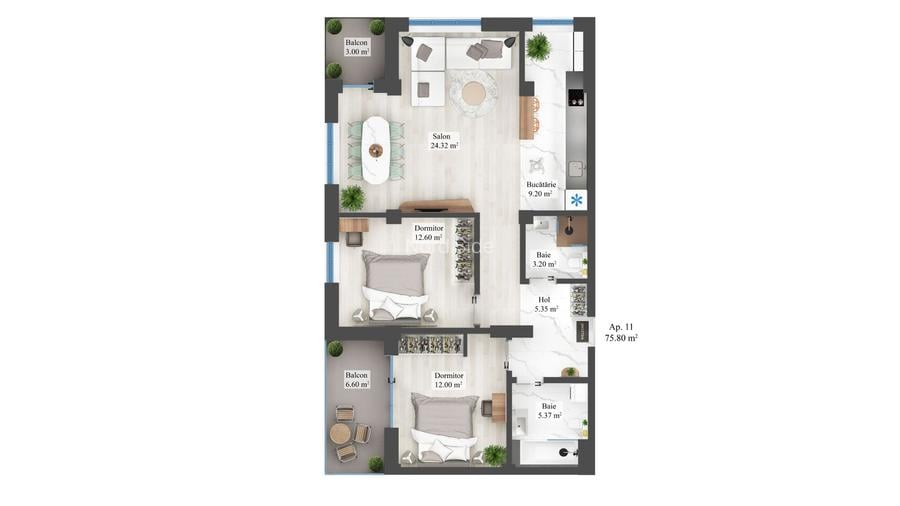 Apartament 3 camere Otopeni 1.5km METROU, finisaje PREMIUM - 7