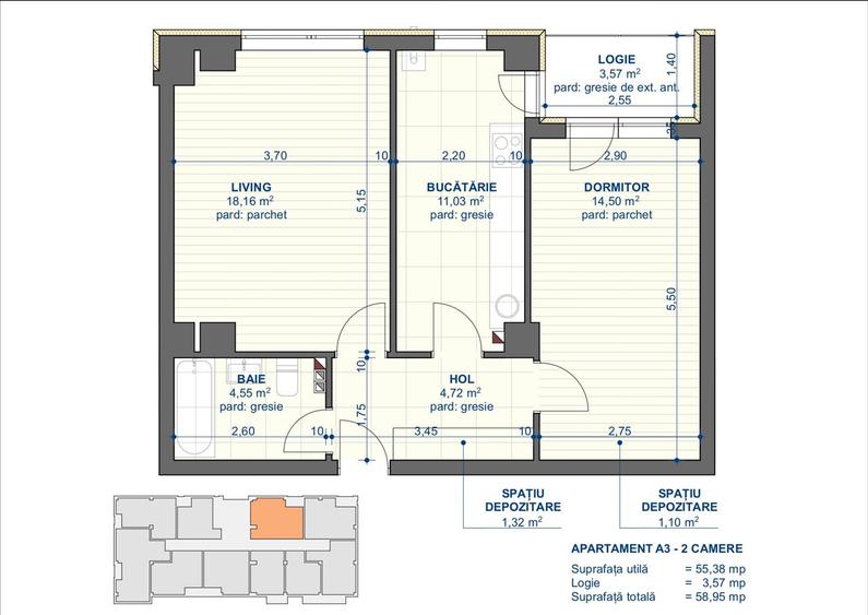 Apartament Nou 2 camere de vanzare C.U.G.