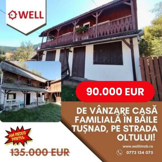 De vânzare casă familială în Băile Tușnad, pe strada Oltului!
