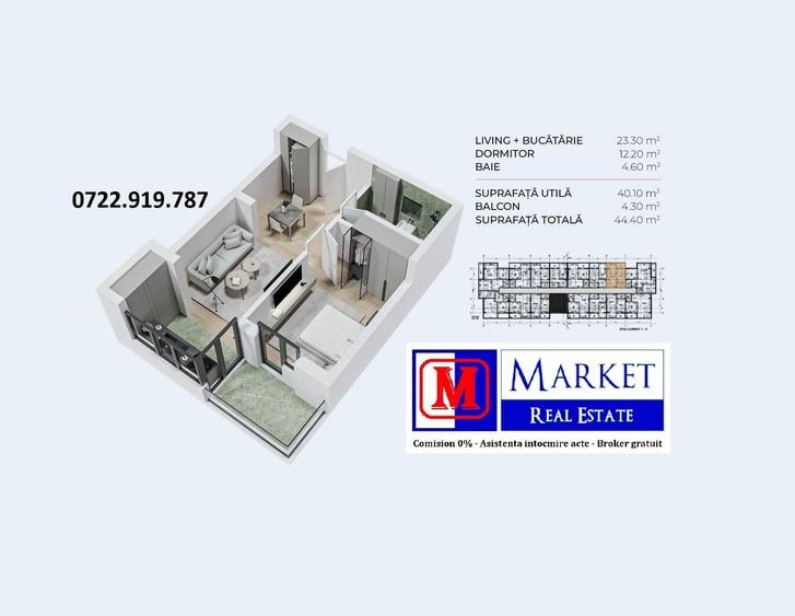 Apartament 2 camere (tip studio) - Metrou Berceni (1,2 km)