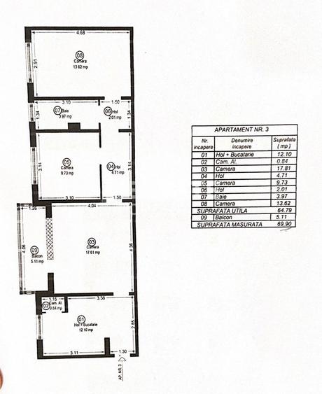 Apartament 3 camere semidecomandat, Girocului, aproape de Padurice