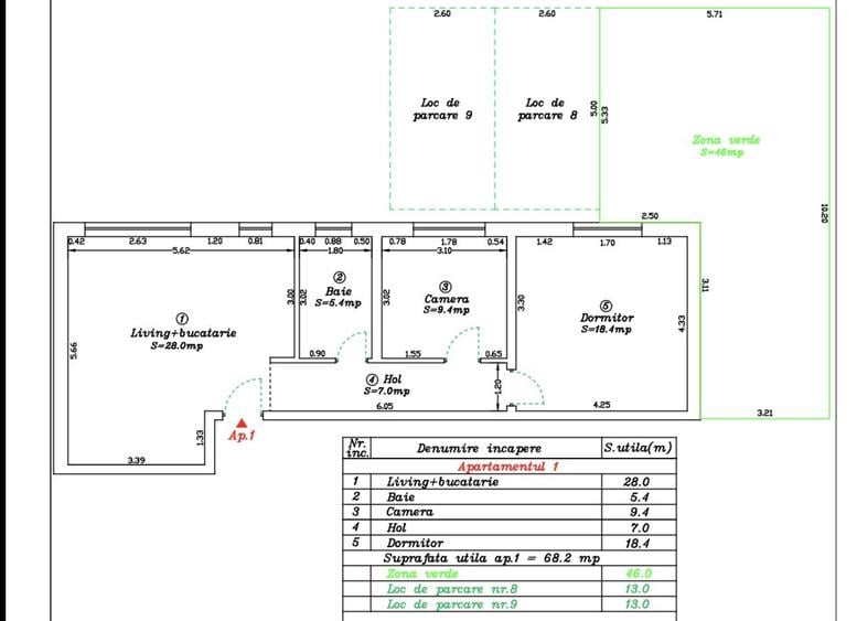 ULTIMUL APARTAMENT, CURTE PROPRIE, 3 CAMERE