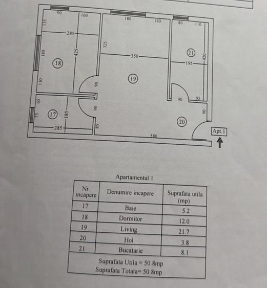 Apartament 2 camere, 50,8 mp, zona Ultracentrală