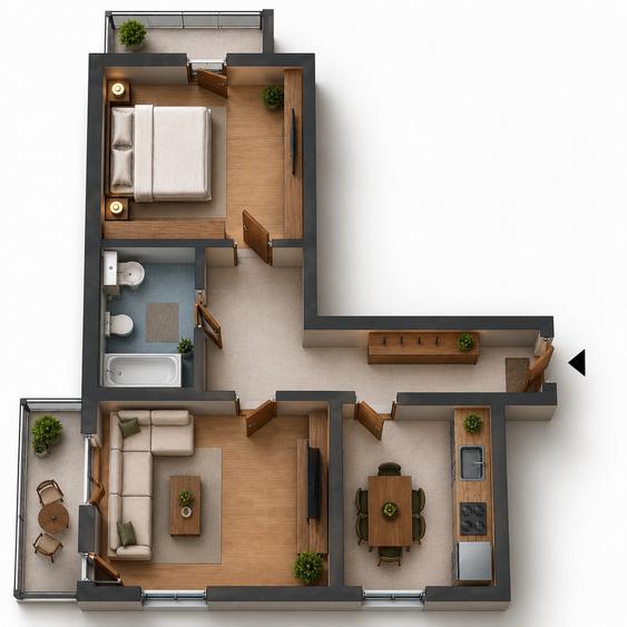 Apartamente noi 2 camere | 62-63 mp | La cheie | Parcare inclusă