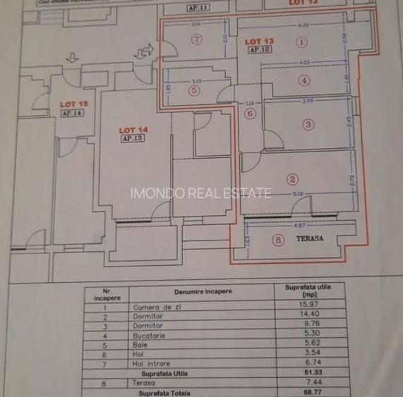 3 camere | Metrou 1 Decembrie 1918 | Bloc 2011  | Etaj 1 - 8