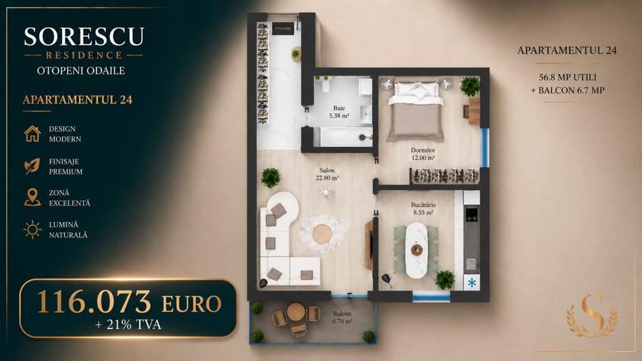 Sorescu Residence - Apartamente cu 2 camere, bloc cu lift