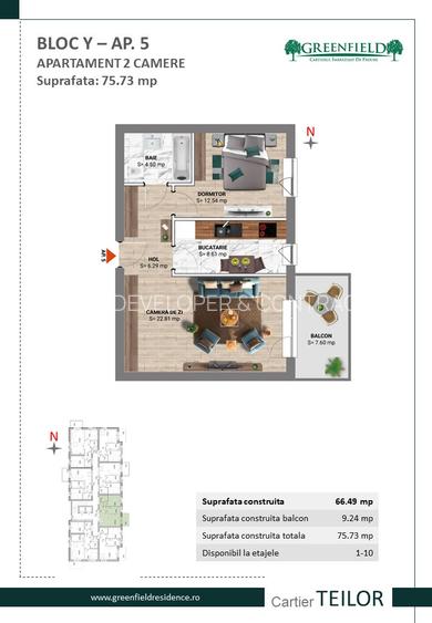 Apartament cu 2 camere  aproape de piscina si liziera de padure din Greenfield - 11