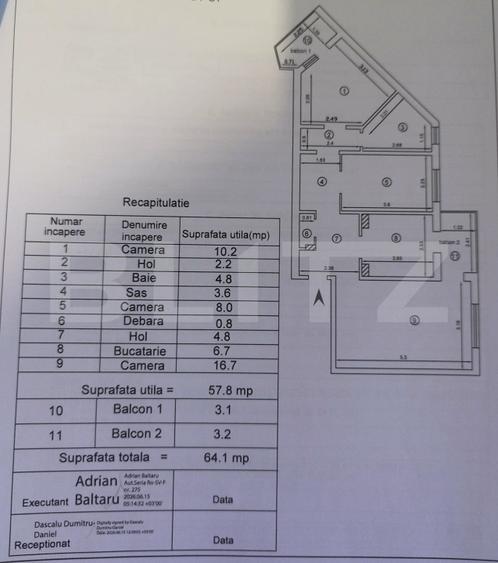 Apartament 3 camere, 58 mp, zona Alexandru cel Bun