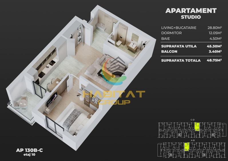 Apartament studio 2 camere Popesti leordeni zona metrou.(ap. 130)