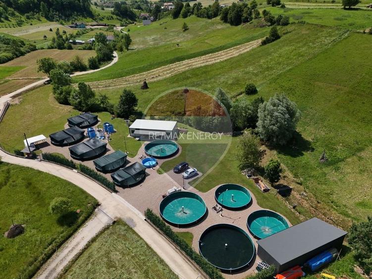 Teren intravilan 4577 mp cu păstrăvărie funcțională, comision 0%