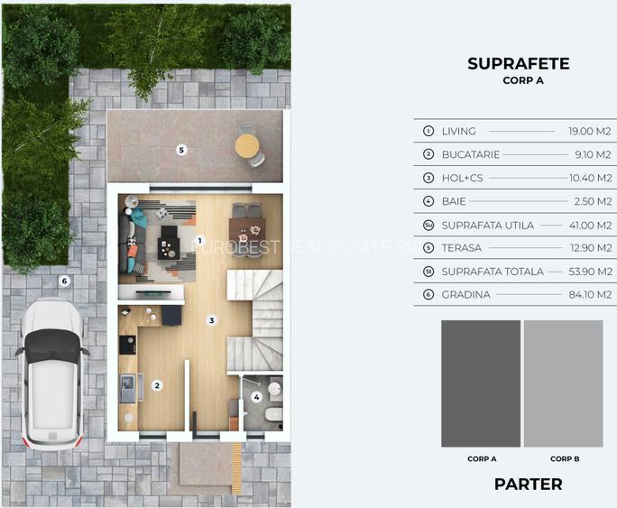 Otopeni, Grivita, vanzare vile tip duplex & triplex in complex rezidential, - 1