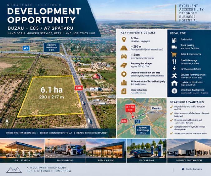 Teren de vânzare - Buzău - 6 Ha - intravilan - acces  A7 și E85   - 3