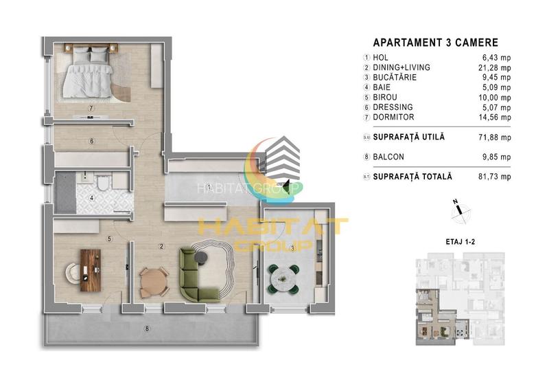 Apartament 3 camere decomandat bloc Boutique! - 14