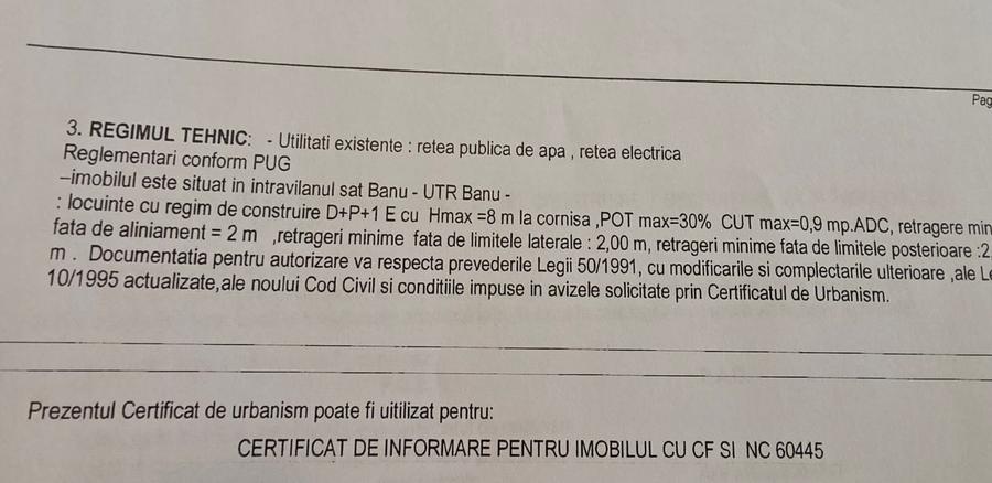 Teren intravilan Banu Dumesti Iasi de 834 mp cu panoramă deosebită spre E85