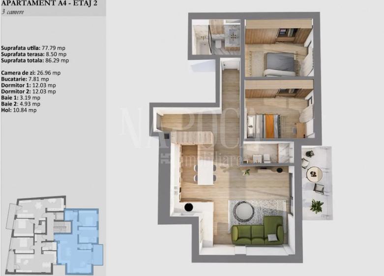 Apartament 3 camere de vanzare in Centru, Cluj Napoca