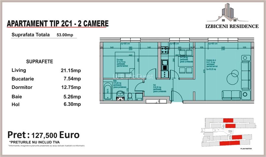 Apartament 2 Camere TIP 2C1 in complex Izbiceni Residence - 2