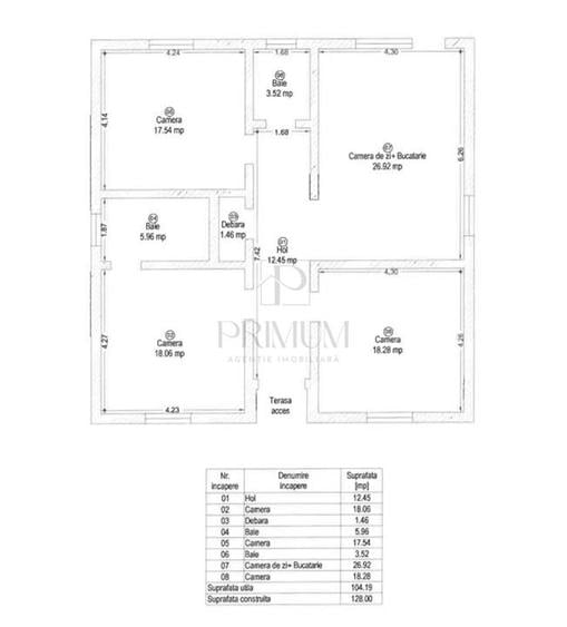 Parta- 4 camere- incalzire in pardoseala- toate utilitatile