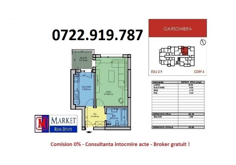 Garsoniera decomandata - Metrou Berceni (100 metri)