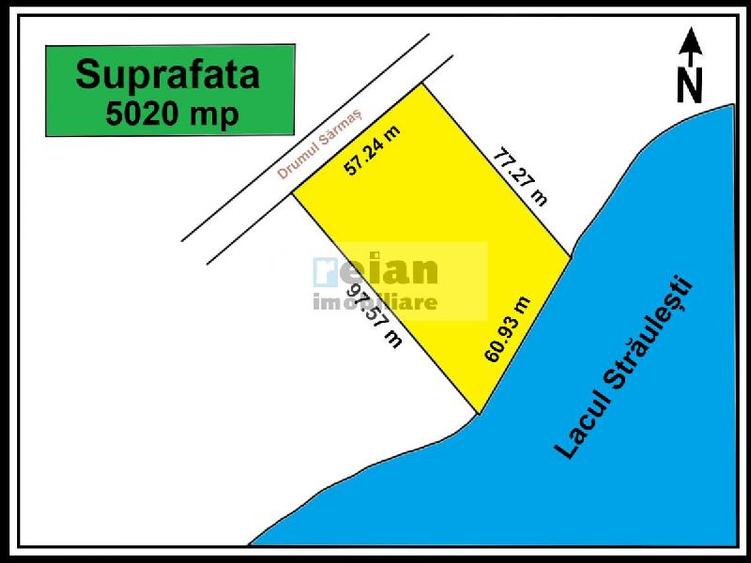 Straulesti Lac - Teren Cu Deschidere La Lac, 5100 Mp, Deschidere 60 Ml