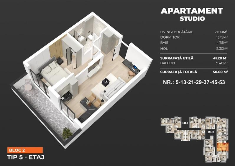 2 camere tip studio - Acte Gata - Mutare imediata