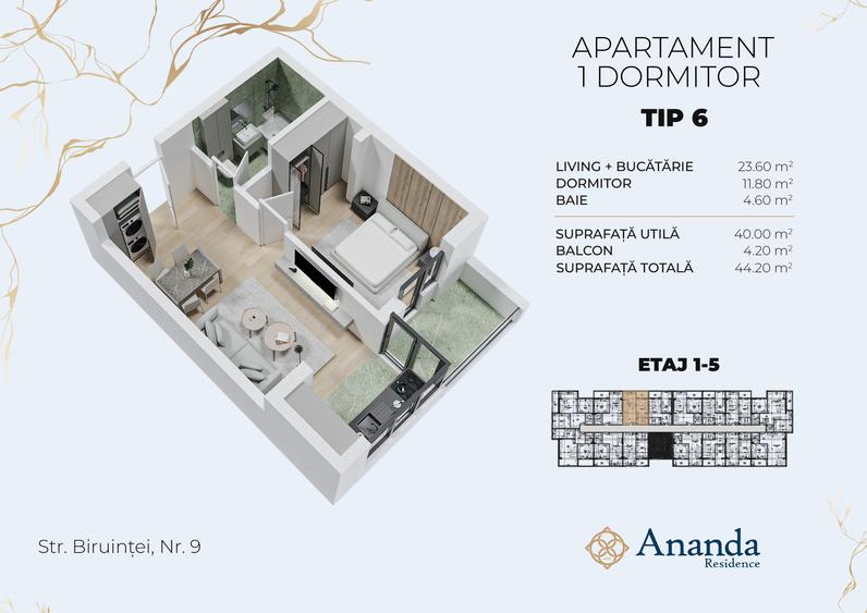 Direct dezvoltator - Apartament 1 dormitor confort modern