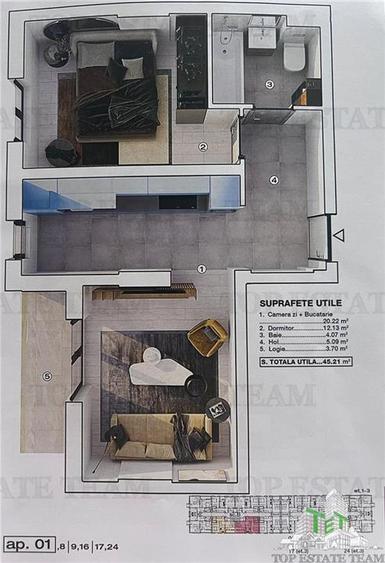 Apartament modern 2 camere, incalzire in pardoseala, posibilitate loc de parcare