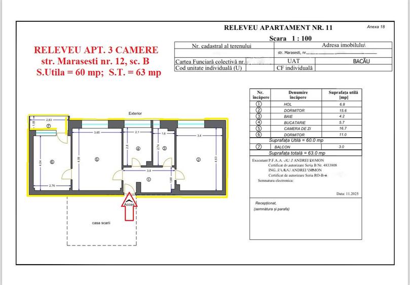 Apartament 3 camere de vanzare, ULTRACENTRAL, str. Marasesti, Bacau