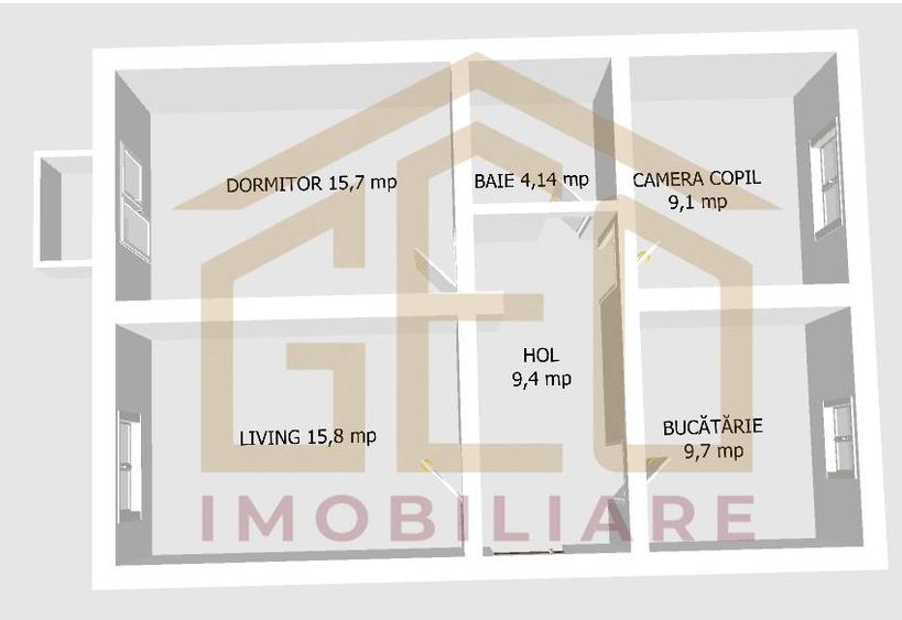Apartament 3 camere in zona centrala Moldova Noua