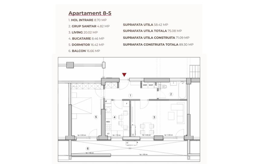 Apartament 2 camere, 75.08 mp, ansamblu 0% Comision Achiziție, Calea Severinului