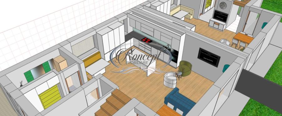 Duplex cu teren generos si panouri fotovoltaice in Dambul Rotund