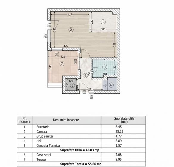 Duplex 4 camere 100mp | 0 comision | Tunari | toate utilitatile