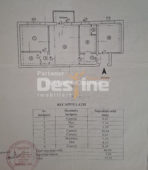 Apartament TĂTĂRAȘI SUD, 3 camere, Semidecomandat, an 1978, 50 mp utili, etaj 3 - 12