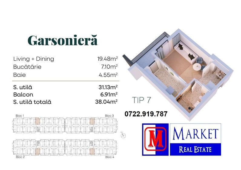 Garsoniera decomandata - Metrou Berceni (600 metri)