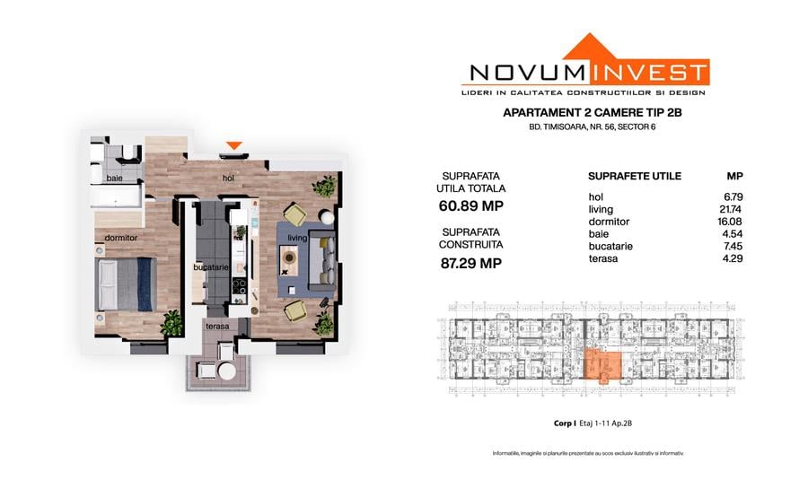 NOU - FAZA 4 - NOVUM 56 - Apartament 2 Camere Decomandat