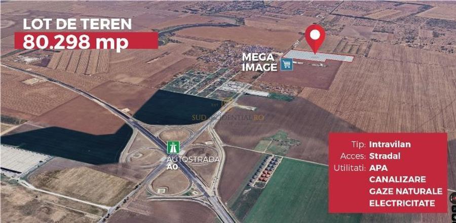 Teren 8 hectare cu deschidere ampla, Popesti-Leordeni, acces rapid A0