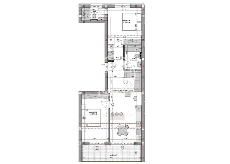 Ap. 2 camere, 2 bai, terasa 9.3 mp - etaj 1/2 - jaluzele electrice