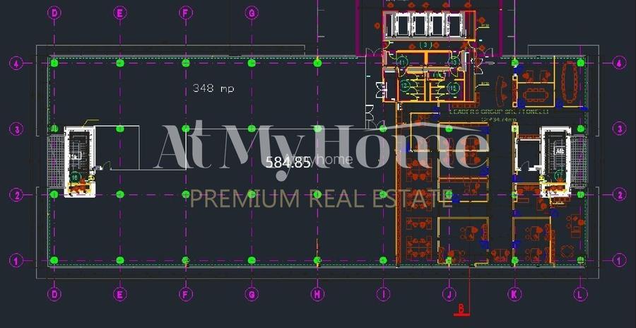 Spatiu de birouri clasa A+ 585mp, locuri de parcare, amenajat, finisaje premium