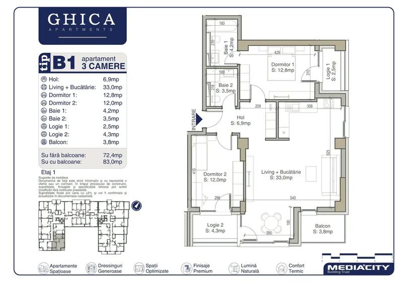 Apartament 3 camere