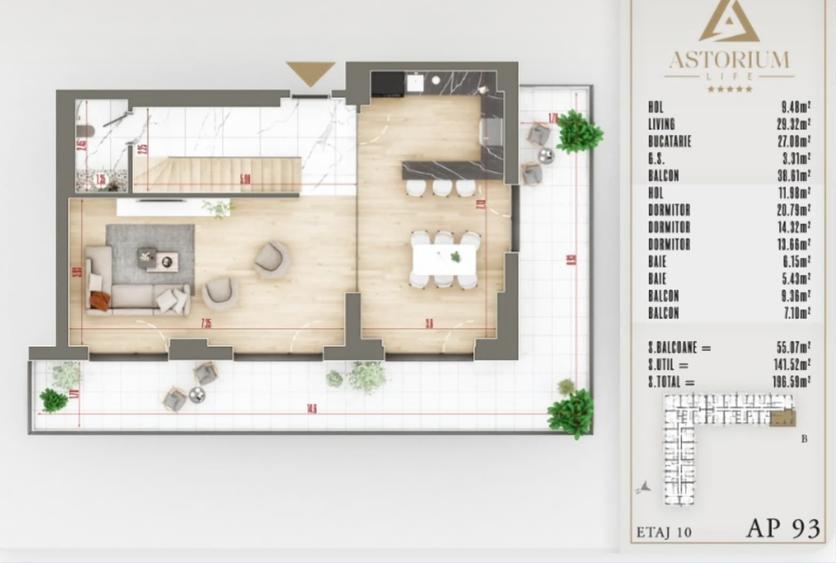 PENTHOUSE PESTE 141MP. UTILI IN PROIECTUL ASTORIUM LIFE!