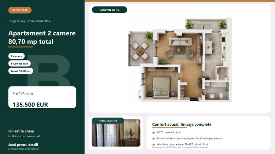 Apartament Nou Cu 2 Camere | 80,70 Mp | Târgu Mureș
