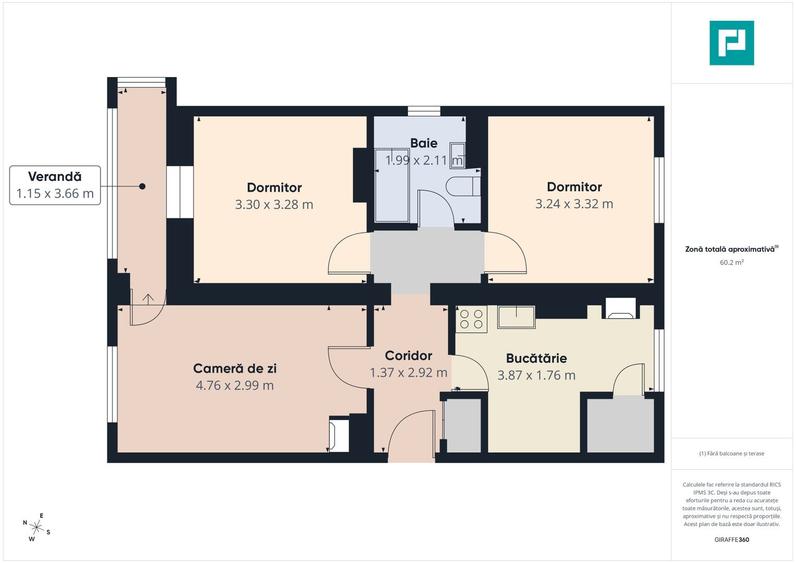 Apartament cu 2 camere și curte ultracentral