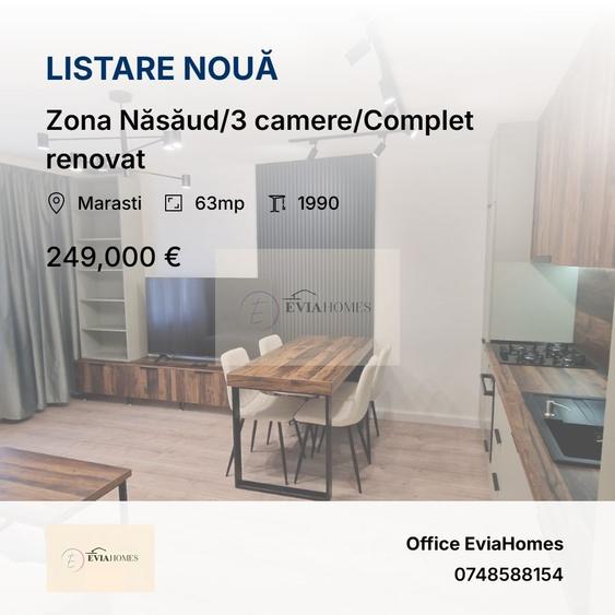 Zona Năsăud/3 camere/Complet renovat