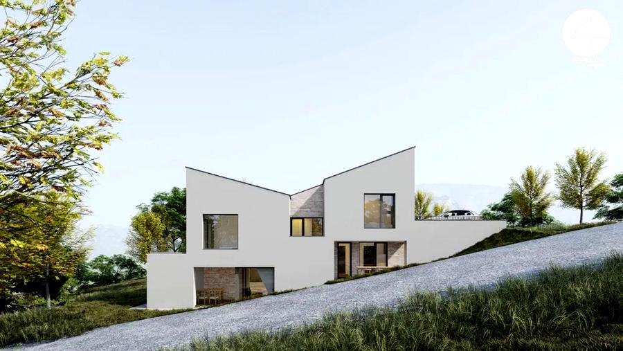 Casă modernă cu panoramă superbă, design contemporan, terase generoase, Chinteni