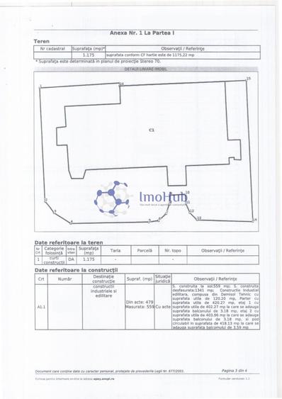 Clădire comercială 1.640 mp, teren 1.175 mp – zona Dacia, Iași