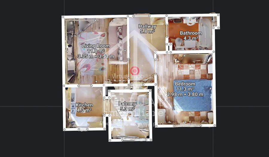 2 camere , etaj intermediar , cartier turnisor | tur virtual - 1