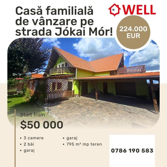 Casă familială de vânzare în Sfântu Gheorghe, pe strada Jókai Mór!