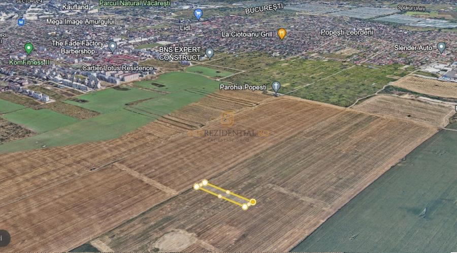 Teren 5000 mp, deschidere dubla - Popesti Leordeni, zona excelenta
