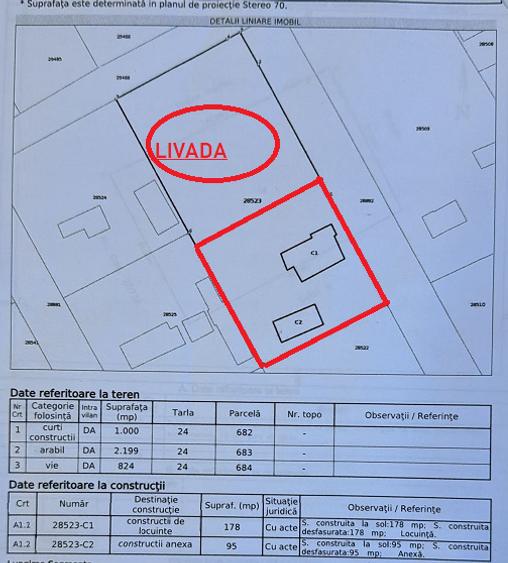 Casă 4 camere+teren 1.750 mp în Mitreni-Valea Roșie+casa secundara+veg. matura