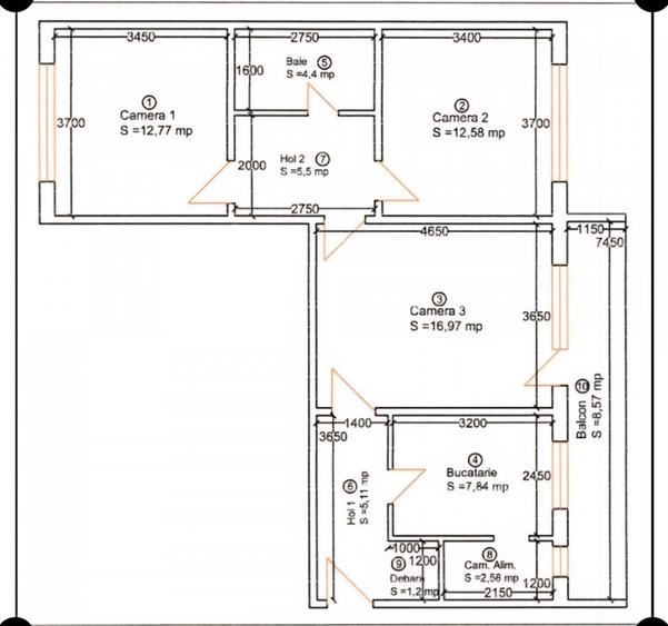 Apartament 3 camere zona centrala, complet utilat si mobilat